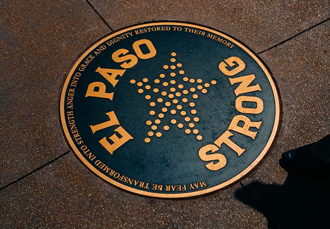 Circle ground marker that says EP Strong